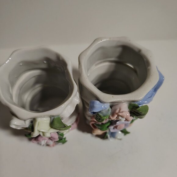 Vintage Victorian Hand Painted Porcelain Napkin Rings Decor Floral Rose Set of 6 - Picture 5 of 7
